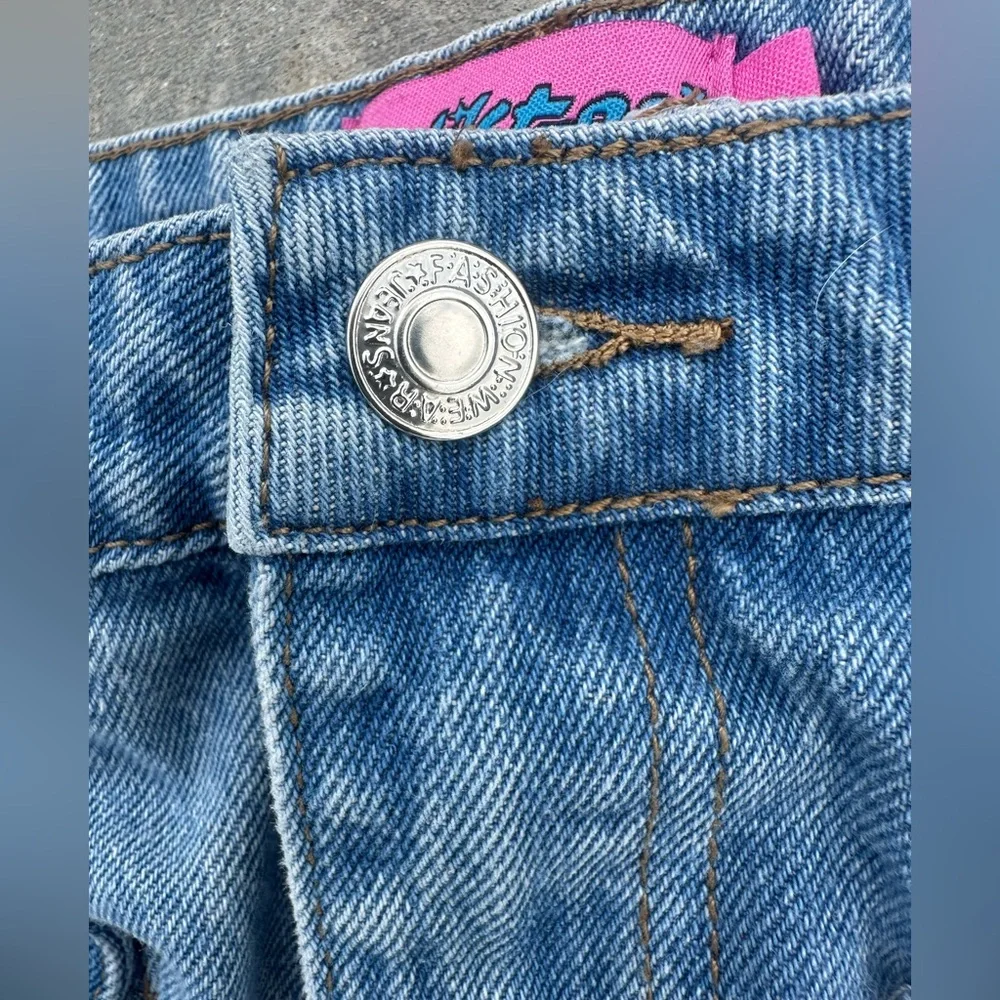 Edikted jean denim mini skirt y2k 2000s pockets cargo medium light dark wash